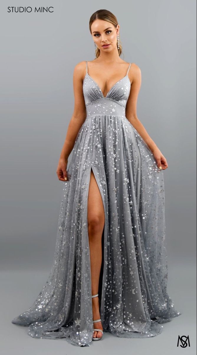 silver grad dresses